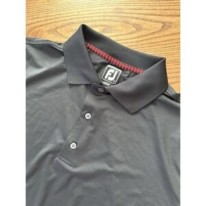 FootJoy FJ Men's Large Athletic Fit Black Golf Polo Short Sleeve‎ Shirt